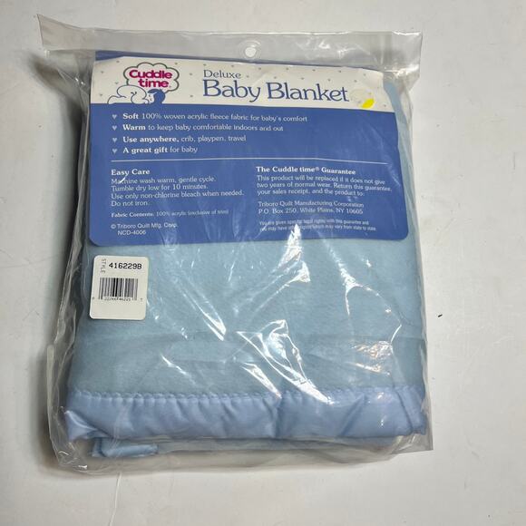 Cuddle Time Deluxe Baby Blanket Woven acrylic blue 36 x 45 nursery soft warm - Picture 4 of 10